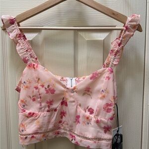 NWT Kendal + Kylie Floral Pink Crop Top Size Large
